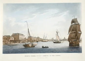 Marine School, Dublin, looking up the Liffey, 1796